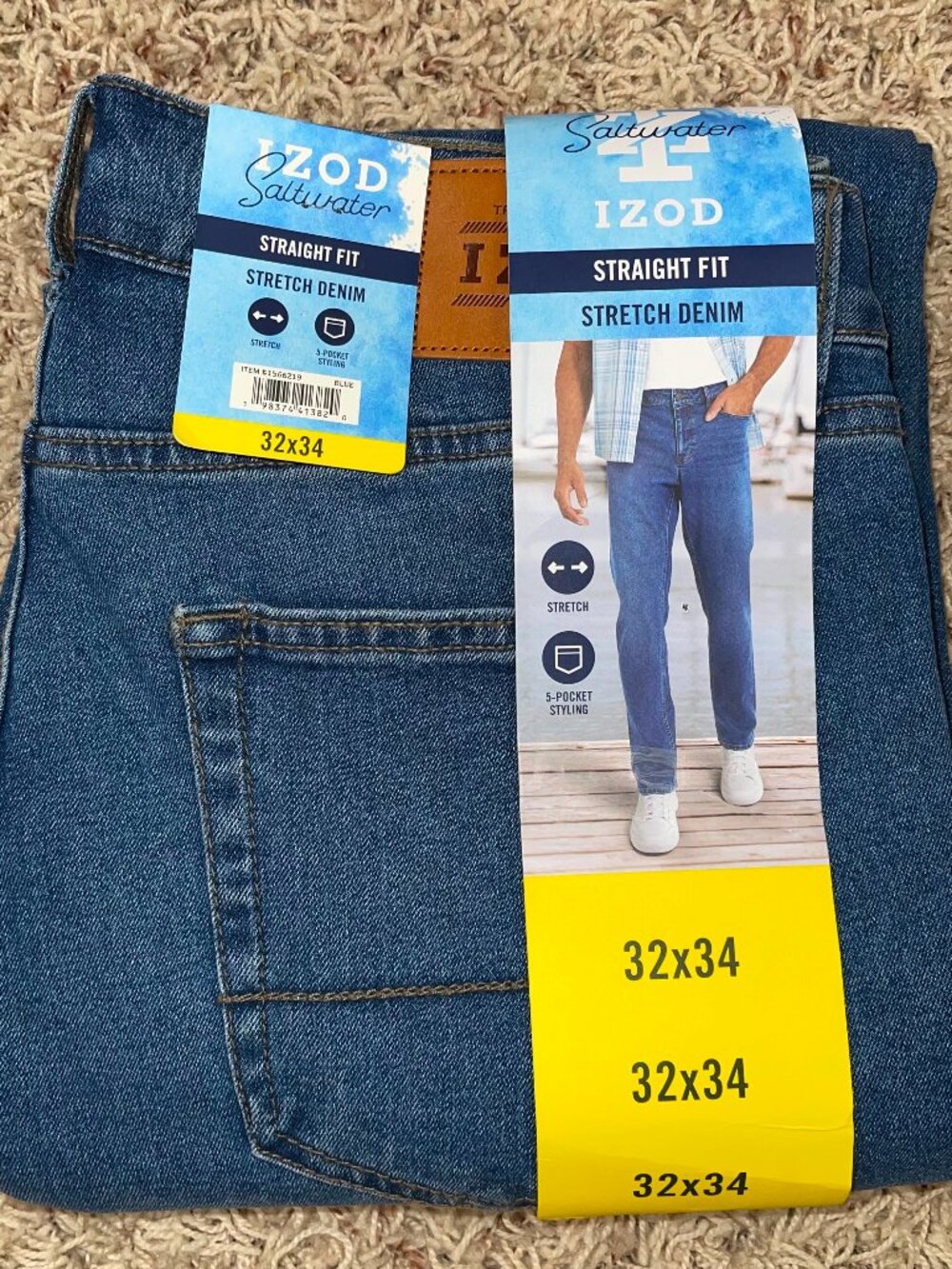 IZOD Men's Denim Straight Fit Jeans Blue, Size 32x34 (New)